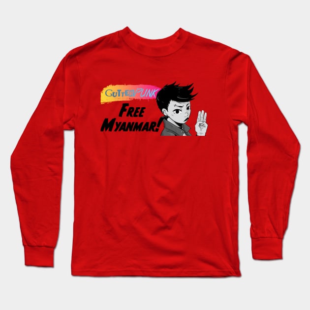 Gutterpunk: Free Myanmar! Long Sleeve T-Shirt by Rook & Rasp